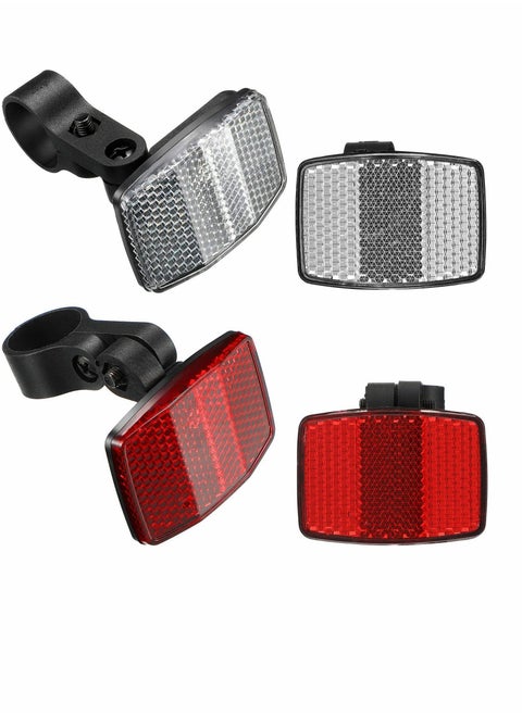 4Pcs Bicycle Reflectors, Front and Rear Safety Warning Plastic Tail Light Kit for Mountain Bike Night Driving (2 Red 2 White)