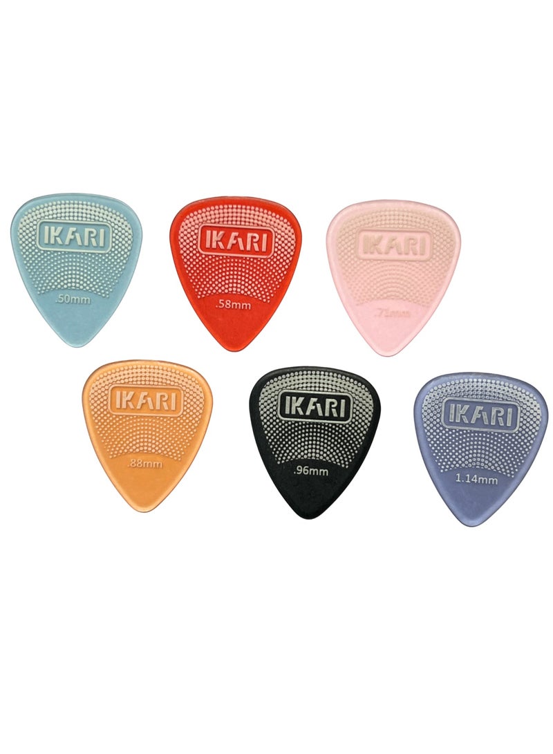 IKARIKUMA Guitar Picks 6Pcs, Teardrop Shape – ‘IKARI’ Logo with Multiple Thickness Options, Anti-Slip (Model KGP-FLA02) - Image 1