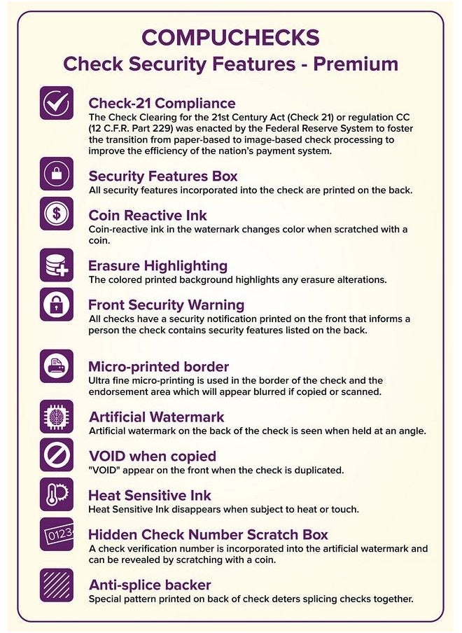 Compuchecks - 500 High Security Check Paper Compatible With Quickbooks And Versa Check Computer Checks For Business Or Personal Use Blank Check On Top Paystubs On Bottom (Gold Basketweave) - Image 1