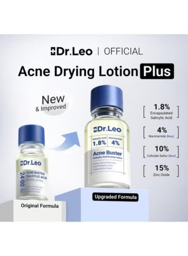 دكتور ليو عبوة من قطعتين من لوشن دكتور ليو المجفف بلس | علاج حب الشباب والبثور | يقلل حجم البثور بشكل ملحوظ خلال 24 ساعة ويساعد على إزالة آثار حب الشباب خلال 7 أيام | يحتوي على 1.8% من حمض الساليسيليك المغلف، و4% من النياسيناميد، و10% من الكبريت (20 مل) - Image 2