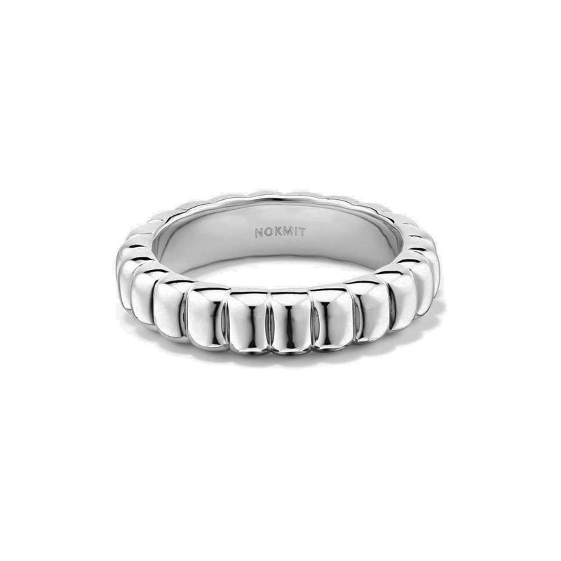 NOKMIT 14K Chunky Silver Statement Rings for Women Cute Puffy Dome Croissant Thumb Band High Polish Non Tarnish Comfort Fit Size 5-10 (B-Silver, 8) - Image 1