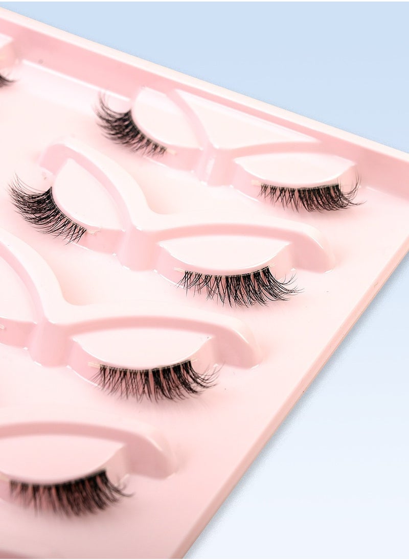 Generic False Eyelashes Natural Half Lashes Short Wispy Clear Band Lashes Pack 10 Pairs Multipack  - Image 3