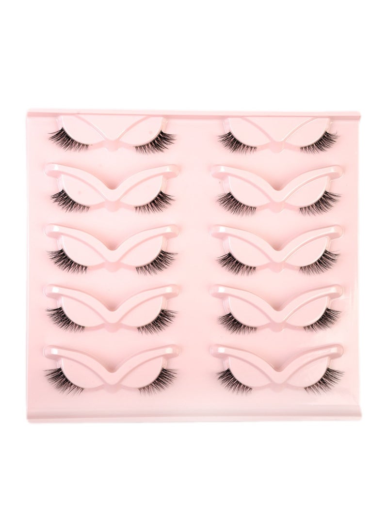 Generic False Eyelashes Natural Half Lashes Short Wispy Clear Band Lashes Pack 10 Pairs Multipack  - Image 1