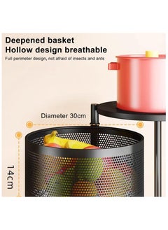 SKY-TOUCH 5 Tire Kitchen Storage Shelf Rotatable Fruit Vegetable Basket Circular Rotating Basket Large Storage Rack with 4 Movable Wheels  - Image 4