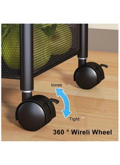 SKY-TOUCH 5 Tire Kitchen Storage Shelf Rotatable Fruit Vegetable Basket Circular Rotating Basket Large Storage Rack with 4 Movable Wheels  - Image 5