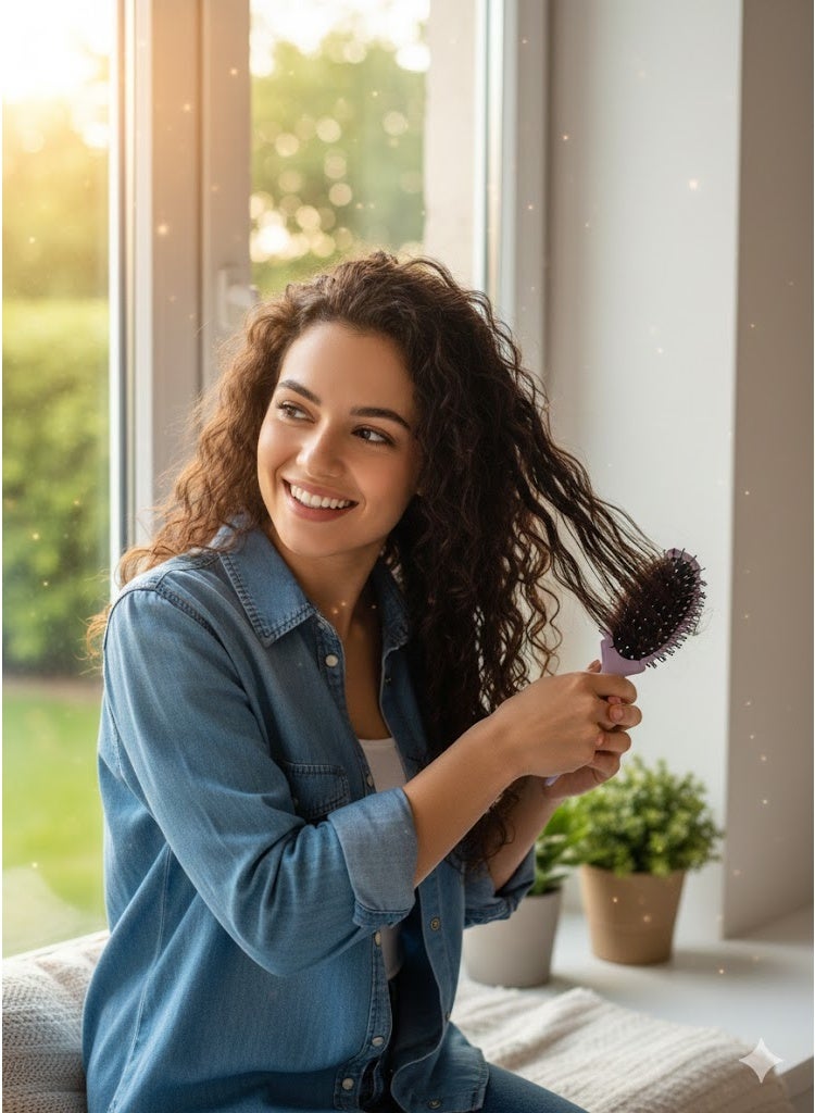 فرشاة تصفيف الشعر،للعناية بالشعر الكيرلي وفك التشابك - تصميم مرن وألوان جذابة فرشاة متعددة الاستخدامات، مشط فك تشابك الشعر المجعد للنساء والرجال - Image 2