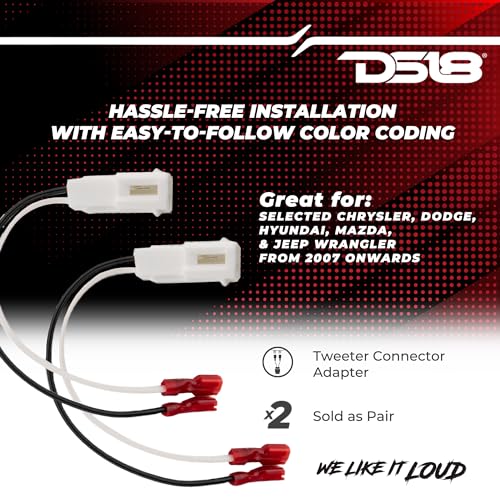 DS18 محول موصل DS18 JC-T لمكبرات الصوت لسيارات كرايسلر/دودج/جيب رانجلر المختارة - بديل موصل سلك مكبر الصوت - كابل مكبر الصوت - 2 قطعة - Image 3