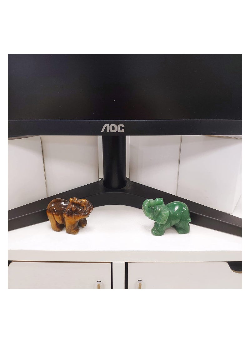 SYOSI - Crystal Elephant Decor Tiger Eye Green Aventurine Elephant Crystal Statue Healing Crystal Stones Cute Crystal Home Office Desk Decor Elephant Figurine Decoration Crystal Gifts 1.5" - Image 1