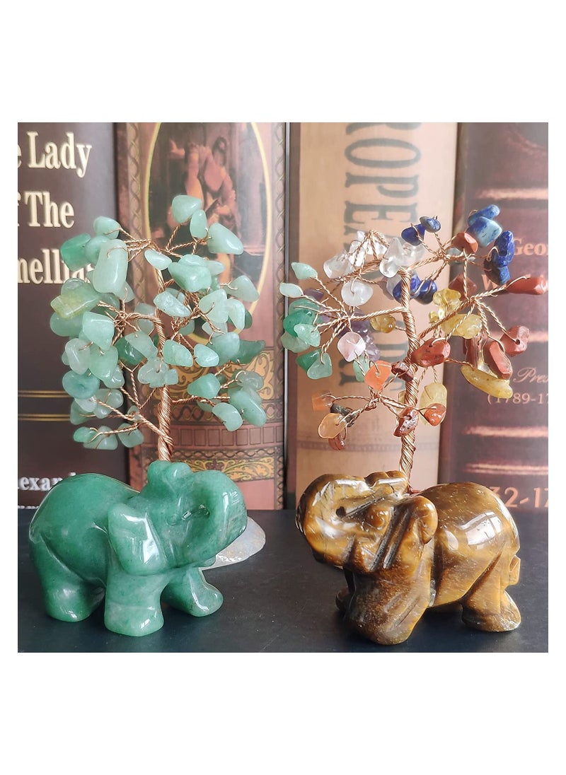 SYOSI - Crystal Elephant Decor Tiger Eye Green Aventurine Elephant Crystal Statue Healing Crystal Stones Cute Crystal Home Office Desk Decor Elephant Figurine Decoration Crystal Gifts 1.5" - Image 1