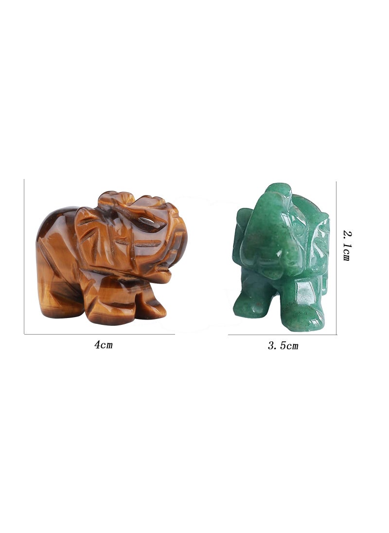 SYOSI - Crystal Elephant Decor Tiger Eye Green Aventurine Elephant Crystal Statue Healing Crystal Stones Cute Crystal Home Office Desk Decor Elephant Figurine Decoration Crystal Gifts 1.5" - Image 1