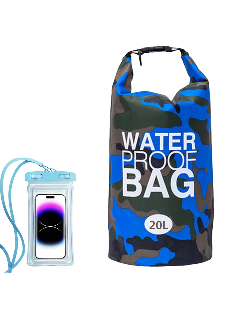 NOVOLAN Marine Dry Bags, Multifunctional Waterproof Dry Bag Backpack with Floating Roll Top Closure, 20L Capacity 60x24cm for Kayaking, Beach, Rafting, Boating, Hiking, Includes Waterproof Phone Case - Image 1