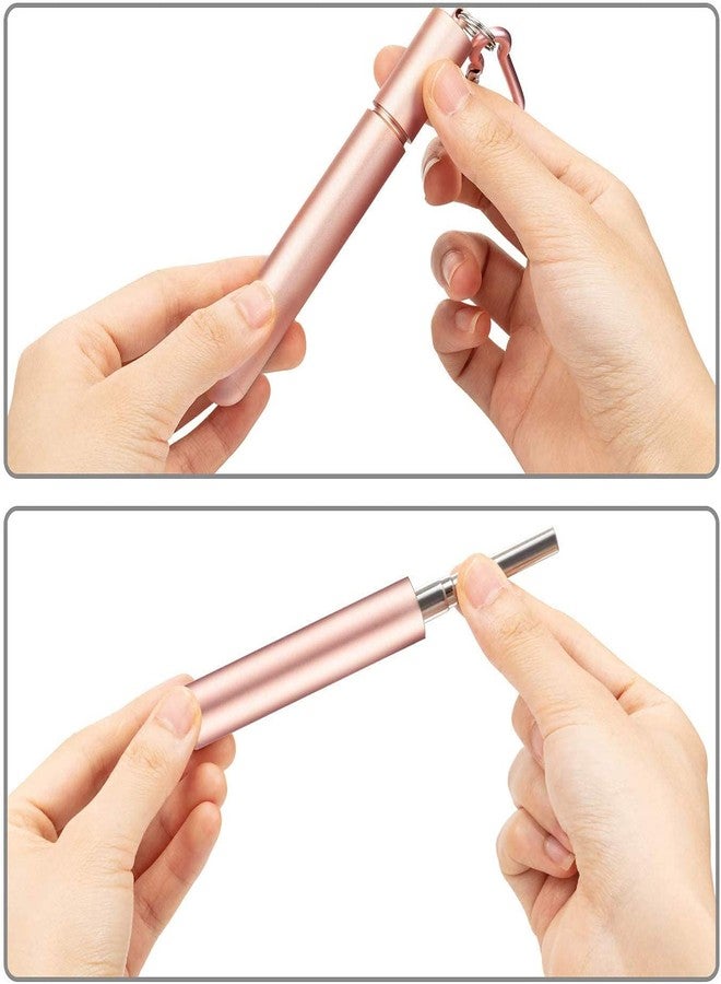 ANAB GI Collapsible Reusable Telescopic Metal Straws 3 Pack Stainless Steel Brush Drinking Straws Foldable Straw Mix (Rose, Black, Silver - Image 2