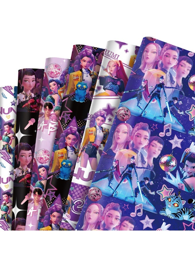 saykfoe 12 Sheets Kpop Wrapping Paper, Kpop Demon Hunters Wrapping Paper for Young Creative Fans - Image 1