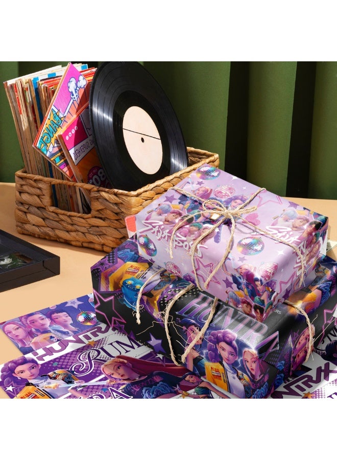saykfoe 12 Sheets Kpop Wrapping Paper, Kpop Demon Hunters Wrapping Paper for Young Creative Fans - Image 4