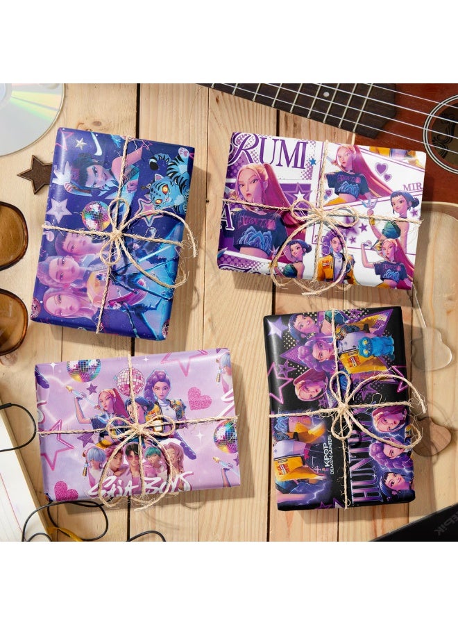 saykfoe 12 Sheets Kpop Wrapping Paper, Kpop Demon Hunters Wrapping Paper for Young Creative Fans - Image 3