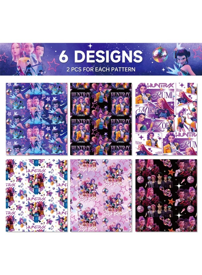 saykfoe 12 Sheets Kpop Wrapping Paper, Kpop Demon Hunters Wrapping Paper for Young Creative Fans - Image 5