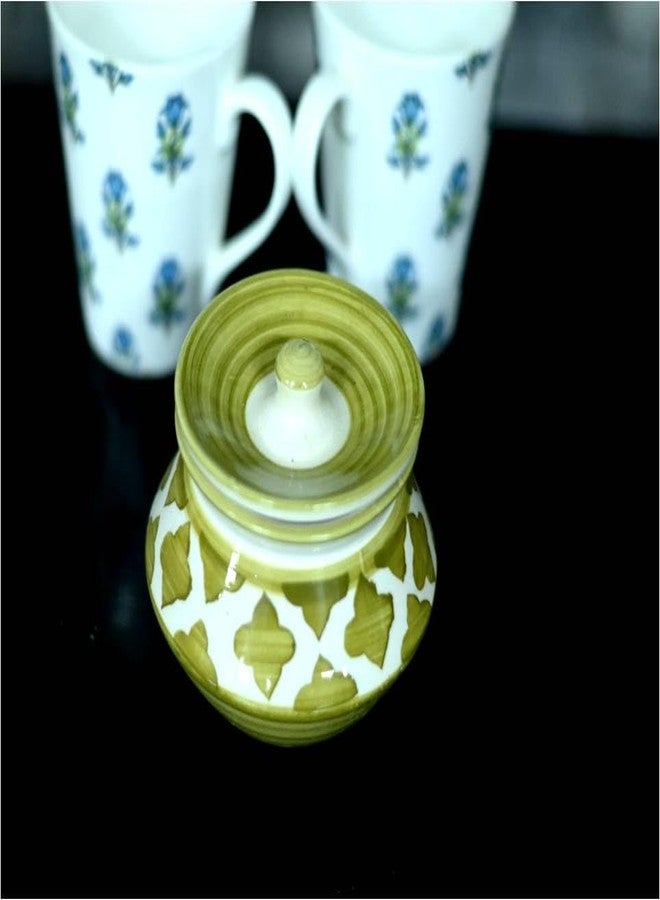 SHRIYAM CRAFT ceramic handi Ceramic Handmade Pickle Jar Set with Lid, Dining Table Pickels Containers and an Ideal Gift for Family achar Handi 300ML pack of 1 (Light Green color) - Image 3