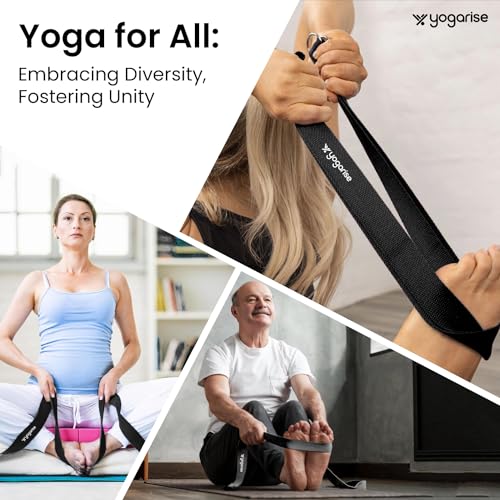Yogarise Yoga Belt for Women and Men - Yoga Strap for Stretching with Extra Safe 2 in 1 Adjustable D-Ring Buckle, Durable and Comfy Texture, Perfect for Your Yoga Session (6 Feet, Black) - Image 4