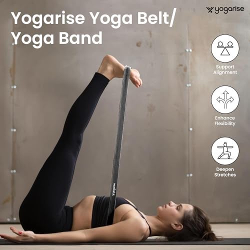 Yogarise Yoga Belt for Women and Men - Yoga Strap for Stretching with Extra Safe 2 in 1 Adjustable D-Ring Buckle, Durable and Comfy Texture, Perfect for Your Yoga Session (6 Feet, Black) - Image 2