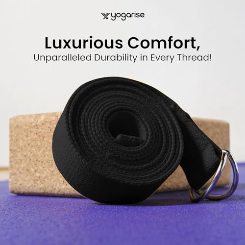 Yogarise Yoga Belt for Women and Men - Yoga Strap for Stretching with Extra Safe 2 in 1 Adjustable D-Ring Buckle, Durable and Comfy Texture, Perfect for Your Yoga Session (6 Feet, Black) - Image 3