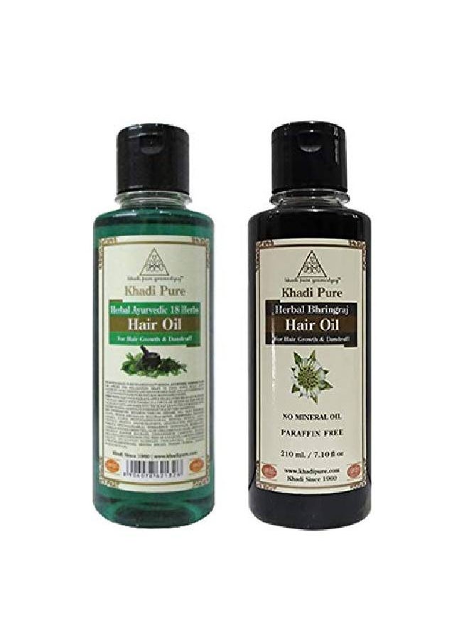 Khadi Pure 18 Herbs & Bhringraj Sls Hair Oil 210 ml (Pack of 2)  - Image 1
