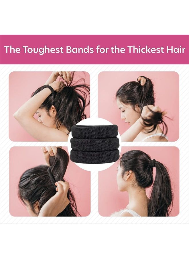 Burlybands Large Hair Ties for Thick Heavy or Curly Hair. No Slip No Damage Seamless Ponytail Holders Scrunchies Sports Thick Hair Ties - Hair Bands - Curly Hair Accessories (Black 3 Pcs) - Image 2
