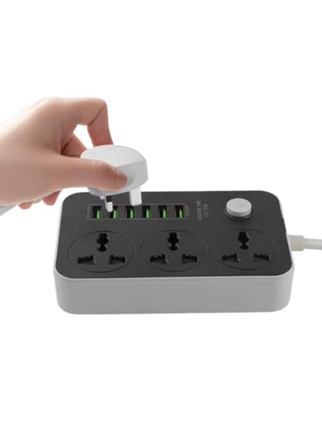 Compact 3-Socket & 6-USB Power Strip with Surge Protection — Fast Charging, Space-Saving Extension - Image 1
