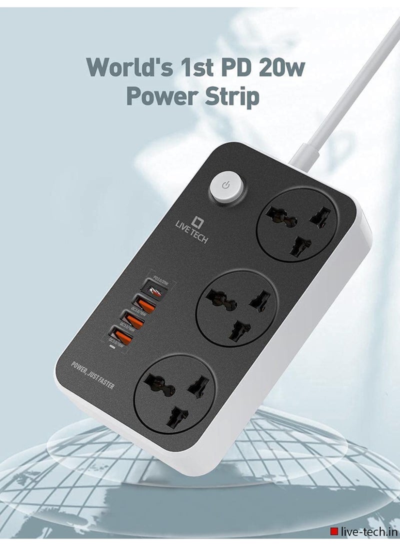 Compact 3-Socket & 6-USB Power Strip with Surge Protection — Fast Charging, Space-Saving Extension - Image 3