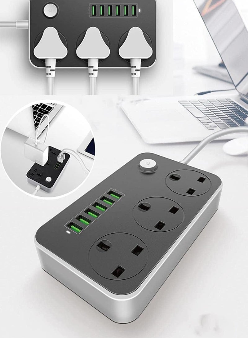Compact 3-Socket & 6-USB Power Strip with Surge Protection — Fast Charging, Space-Saving Extension - Image 5