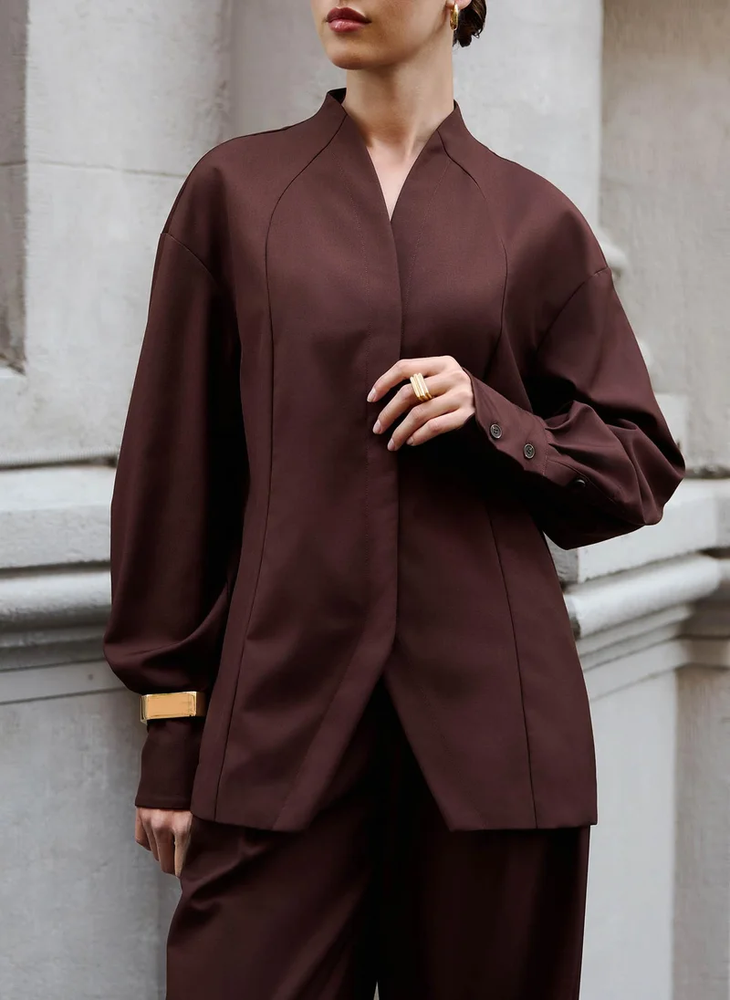 Lichi Complex cut shirt with hidden button fastening