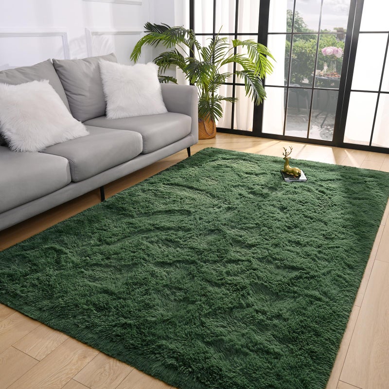 Pettop Fluffy Deep Green Area Rug for Bedroom Living Room, 4x6 Feet Super Soft Shaggy Plush Fuzzy Rugs for Girls Kids Boys, Non-Slip and Washable Rug for Nursery Classroom, Carpet for Rooms Decor - Image 5