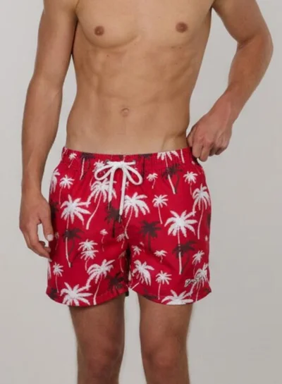Just Nature Swim Shorts Palms in Red