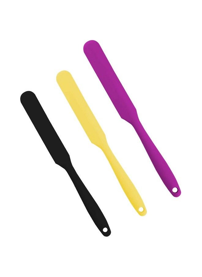SAVITA 3Pcs 2 Sizes Silicone Spatulas Nonstick Resin Stir Sticks Reusable Wax Silicone Spatulas Scraper For Mixing Liquid Powder Wax Paint Diy Craft Home And Salon (Purple Black Yellow)  - Image 1