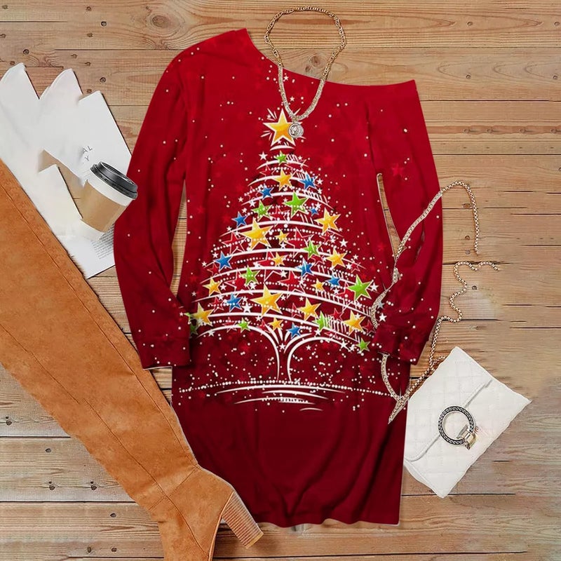 woobles Women Chrismas Jumper Pullover Novelty Funny Graphic Long Sleeve T-Shirts Xmas Casual Sweatshirt Crew Neck Long Sleeve Pullover Tops Blouse Christmas T Shirt for Women Girls - Image 2