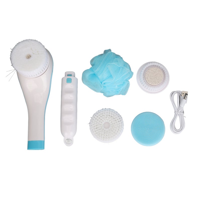 Electric Shower Brush Long Handle Waterproof Deep Cleansing Body Scrubber - 4 Rotating Brush Heads Comfortable Massage Back Scrubber for Home Spa Experience - Image 1