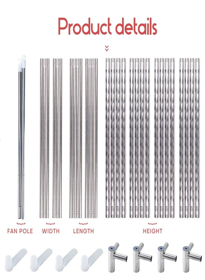 Foreate Canopy Bed Frame Stainless Steel Queen Size Bed Canopy Frame & Bed Poles, Fit for Four-Corner Bed and Mosquito Curtains, Queen (Silver) - Image 5
