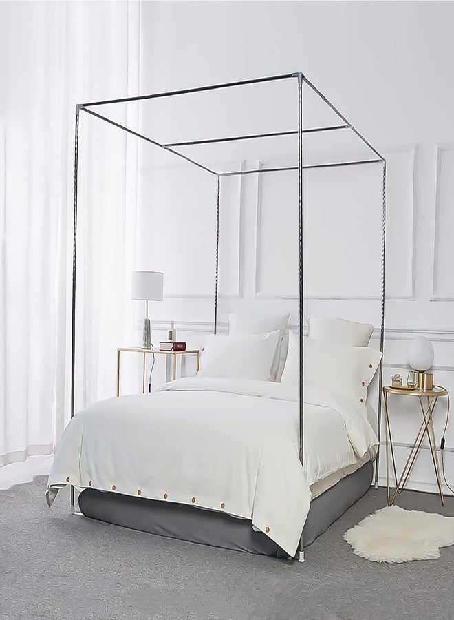 Foreate Canopy Bed Frame Stainless Steel Queen Size Bed Canopy Frame & Bed Poles, Fit for Four-Corner Bed and Mosquito Curtains, Queen (Silver) - Image 1