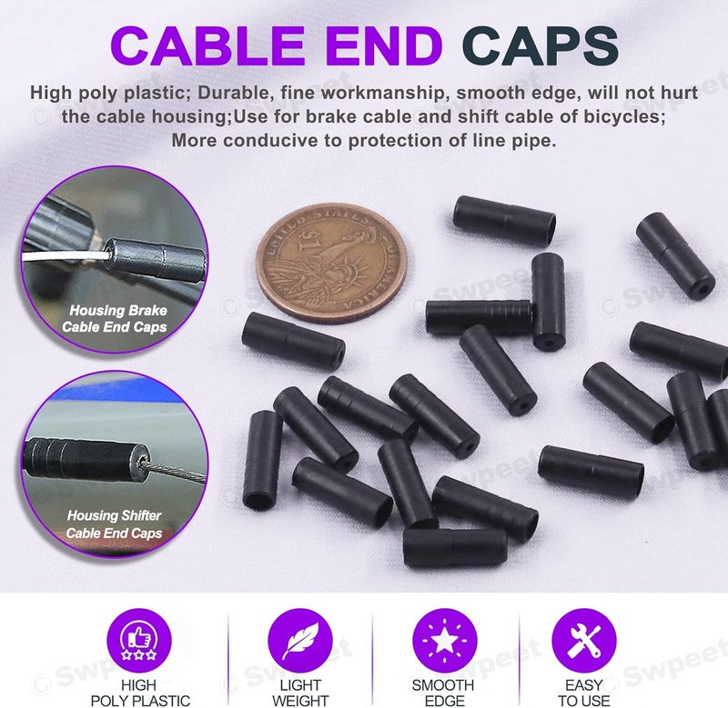 Swpeet 83Pcs Stainless Steel Bike Cable Cutter and Brake Cable Housing Shift Cable Housing with End Caps, Bike Brake Cable Shifter Cable and O-Rings Kit, Perfect for Mountain Road Bike Bicycle - Image 4