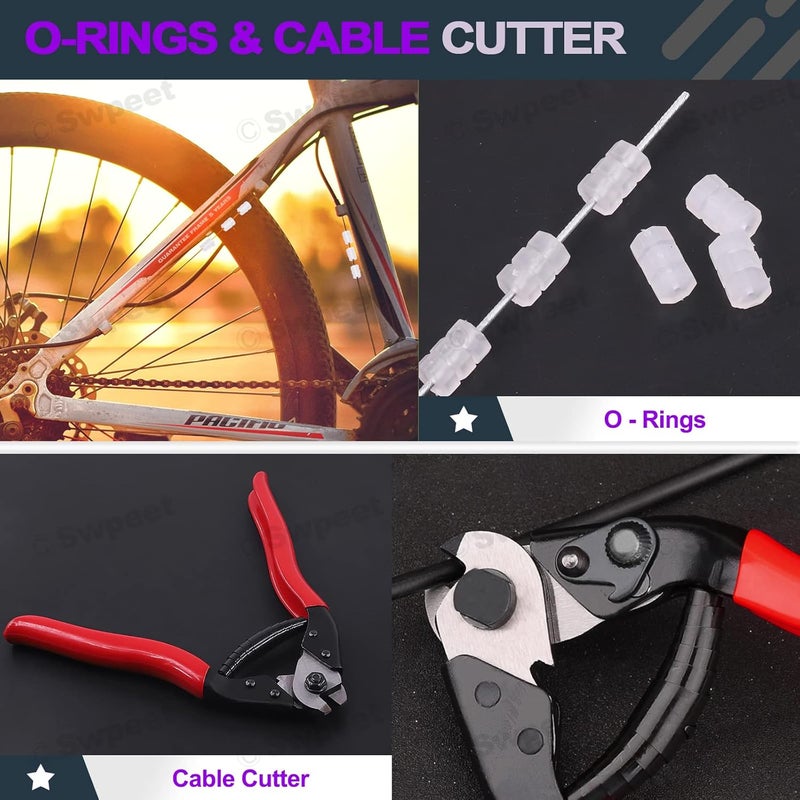 Swpeet 83Pcs Stainless Steel Bike Cable Cutter and Brake Cable Housing Shift Cable Housing with End Caps, Bike Brake Cable Shifter Cable and O-Rings Kit, Perfect for Mountain Road Bike Bicycle - Image 5