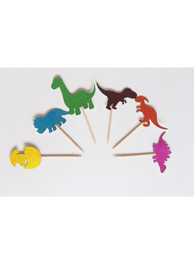 ThePartyPopper Dinosaur Glitter Cupcake Toppers  - Image 2
