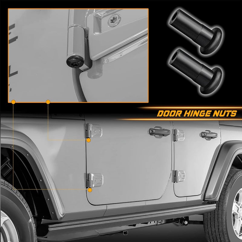 NDRUSH Door Hinge Nuts Anti-Rust Hinge Lock for Jeep Wrangler and Gladiator - Image 4