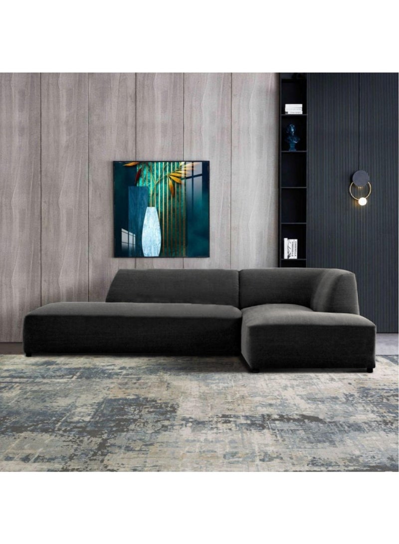 Karnak Arwa L-Shape Sectional Velvet Sofa -BLACK - Image 1