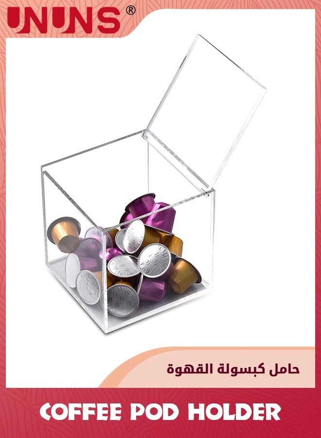 UNUNS Acrylic Nespresso Pods Holder,Square Anti Dust Durable Clear Coffee Pod Holder Capsule Holder Storage Box,Space Saving Desktop Storage Box Tea Bag Organizer For House And Office Use,13cm - Image 1