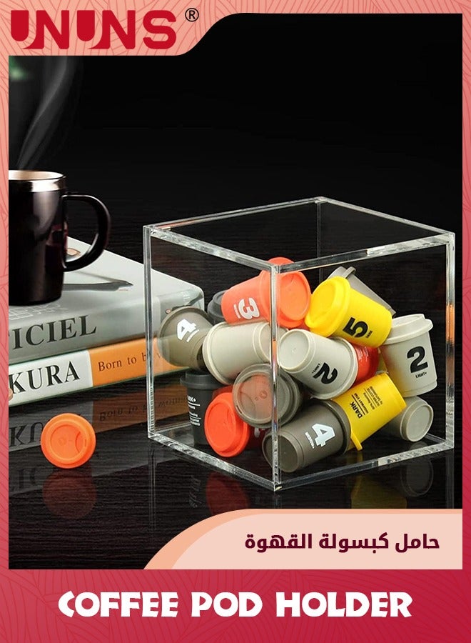 UNUNS Acrylic Nespresso Pods Holder,Square Anti Dust Durable Clear Coffee Pod Holder Capsule Holder Storage Box,Space Saving Desktop Storage Box Tea Bag Organizer For House And Office Use,13cm - Image 3