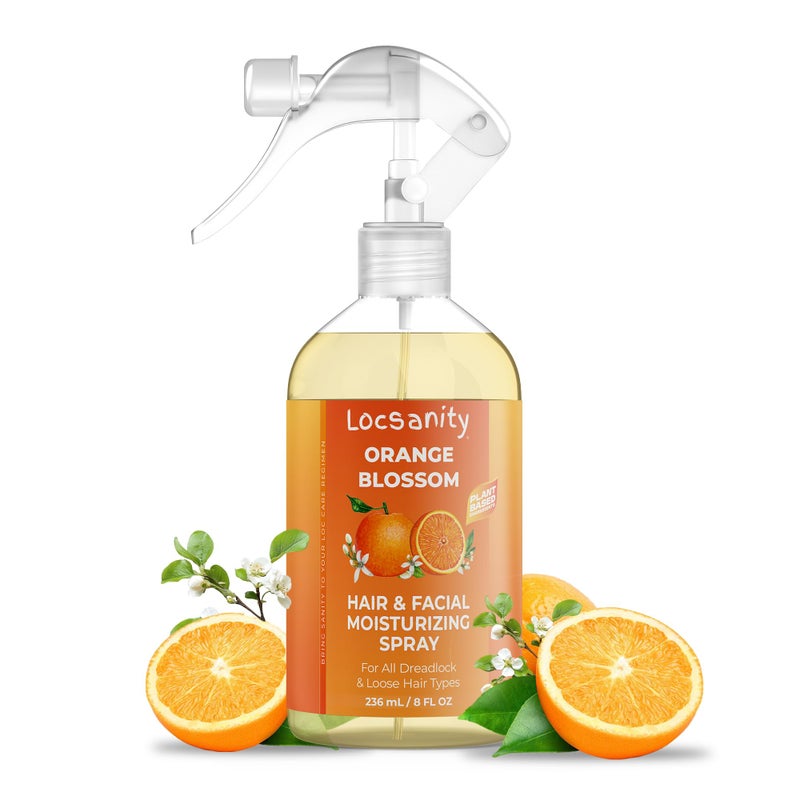 Locsanity بخاخ مرطب ومنعش يومي من لوكسانتي برائحة زهر البرتقال للشعر والوجه، مناسب للشعر المجعد، سيسترلوقس، ميكرولوقس، لوكس رذاذ ناعم (8 أونصات) - Image 1
