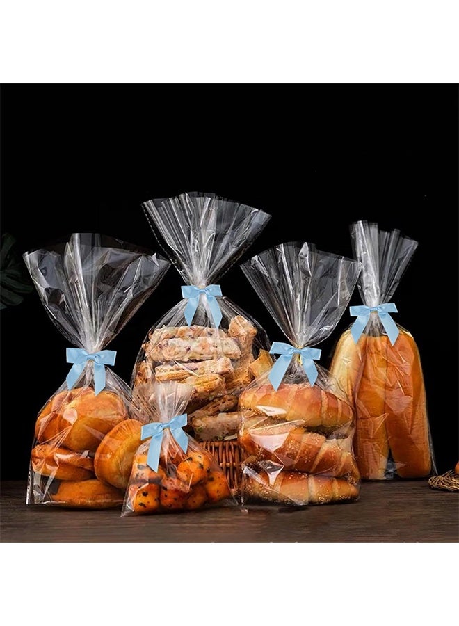 Satin Ribbon Sky Blue Bow Decor 2.5" Premade Pink Twist Tie Bows for Gift Wrapping Treat Bags Party Favors Wedding Decorations - 30 Counts - Image 3