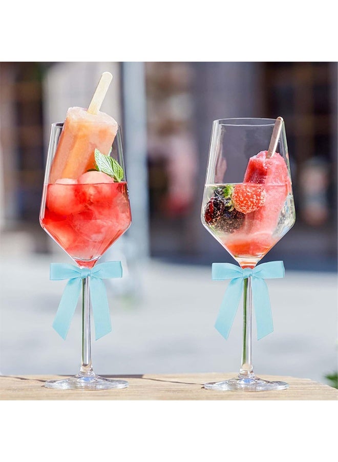 Satin Ribbon Sky Blue Bow Decor 2.5" Premade Pink Twist Tie Bows for Gift Wrapping Treat Bags Party Favors Wedding Decorations - 30 Counts - Image 4