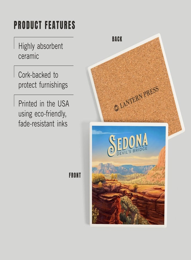 Lantern Press Sedona, Arizona, Oil Painting, Devil's Bridge (Absorbent Ceramic Coaster, Single, Cork Back, Kitchen Table Decor) - Image 3