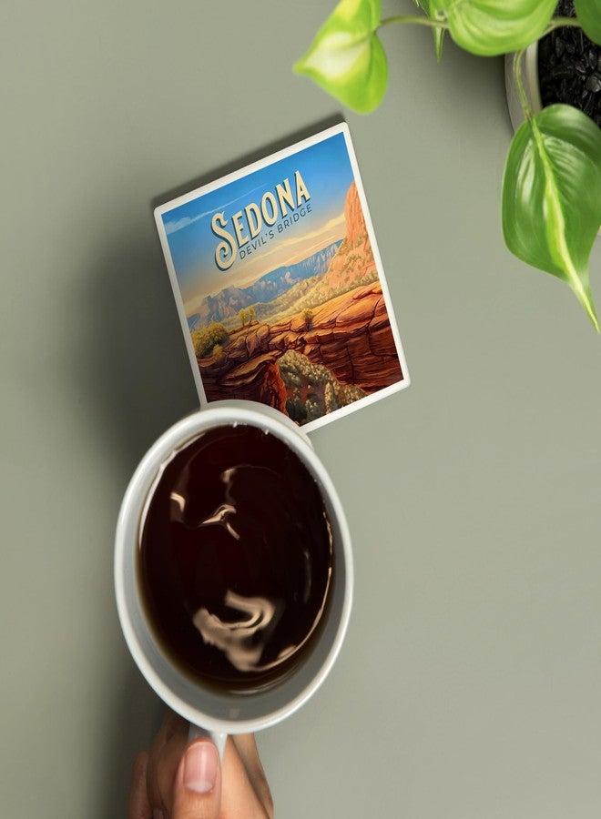 Lantern Press Sedona, Arizona, Oil Painting, Devil's Bridge (Absorbent Ceramic Coaster, Single, Cork Back, Kitchen Table Decor) - Image 2