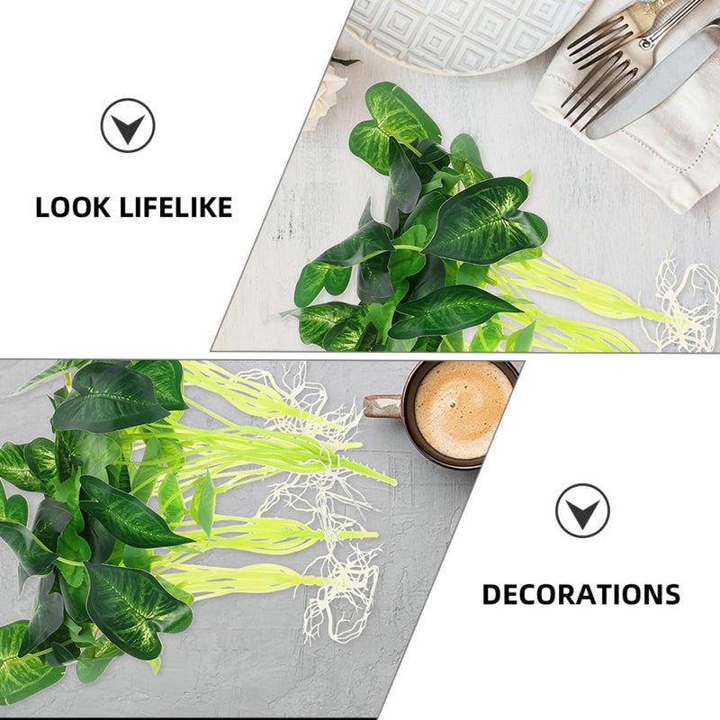 Green Silk Artificial Leaves Stems Set Of 3 For Home Table Centerpiece Indoor Decor - Image 4